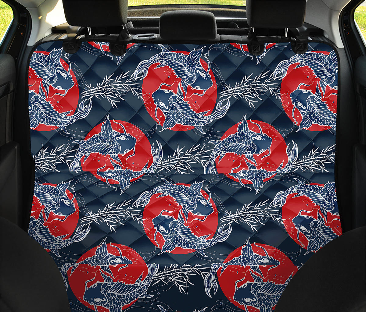 Japanese Koi Carp Fish Pattern Print Pet Car Back Seat Cover