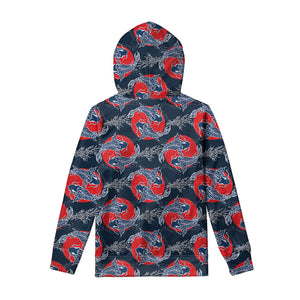 Japanese Koi Carp Fish Pattern Print Pullover Hoodie