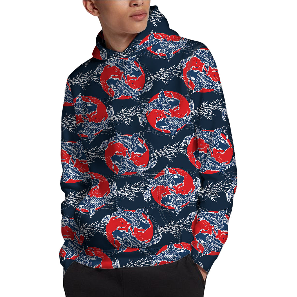 Japanese Koi Carp Fish Pattern Print Pullover Hoodie