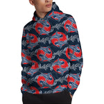 Japanese Koi Carp Fish Pattern Print Pullover Hoodie