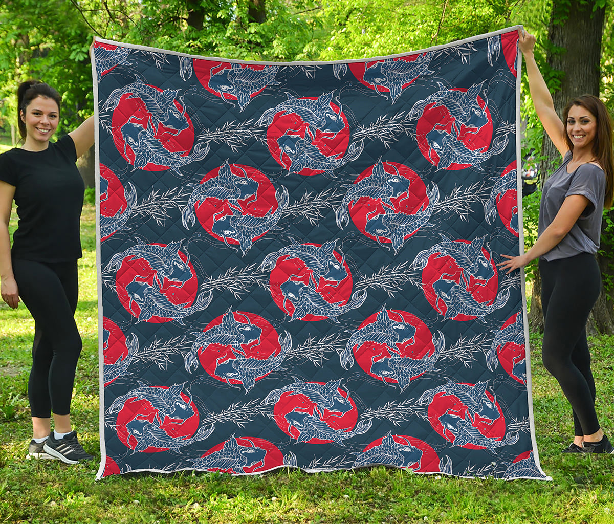 Japanese Koi Carp Fish Pattern Print Quilt