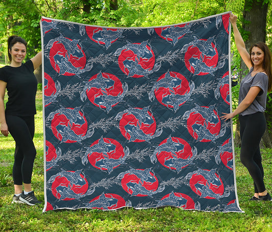 Japanese Koi Carp Fish Pattern Print Quilt
