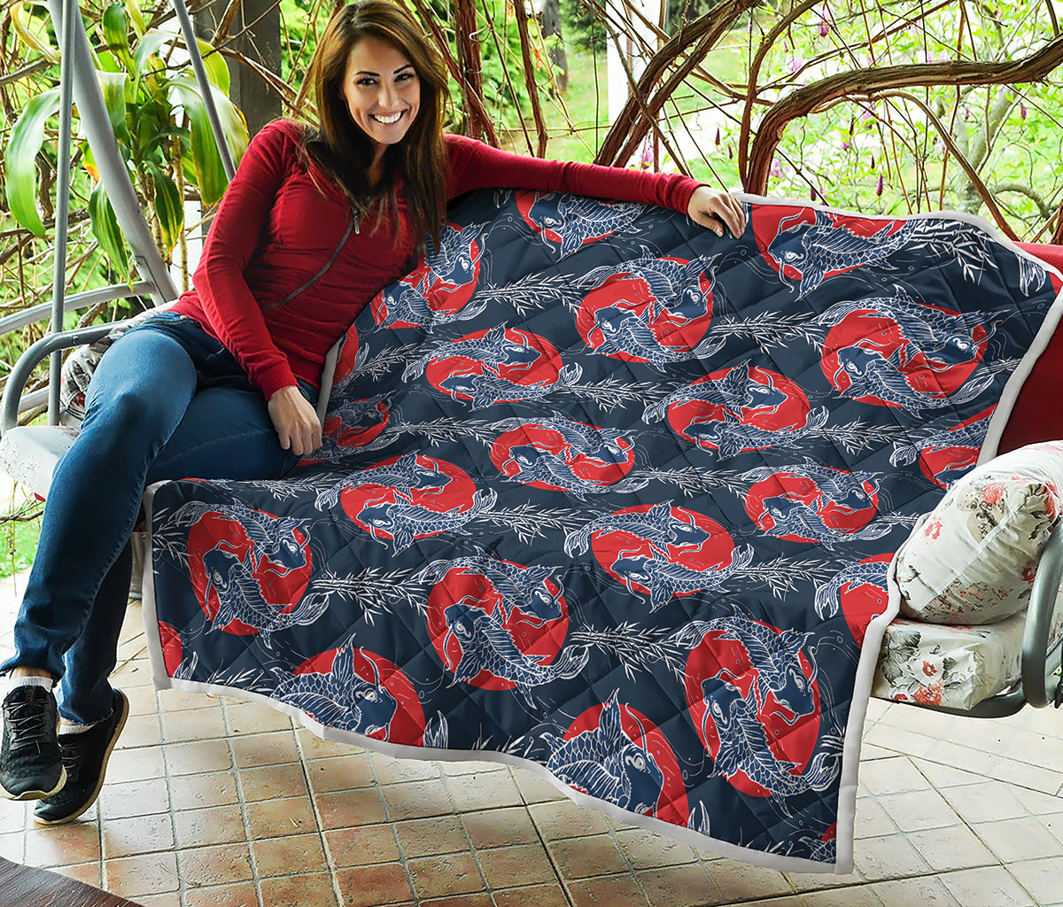 Japanese Koi Carp Fish Pattern Print Quilt