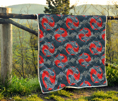 Japanese Koi Carp Fish Pattern Print Quilt