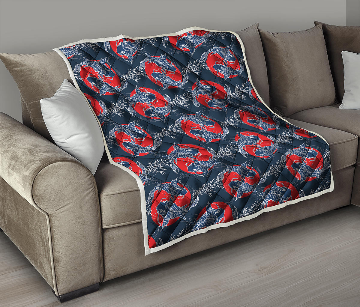 Japanese Koi Carp Fish Pattern Print Quilt