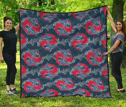 Japanese Koi Carp Fish Pattern Print Quilt