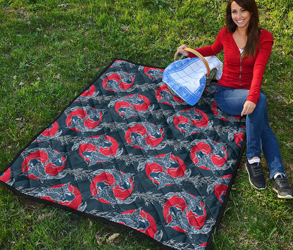 Japanese Koi Carp Fish Pattern Print Quilt