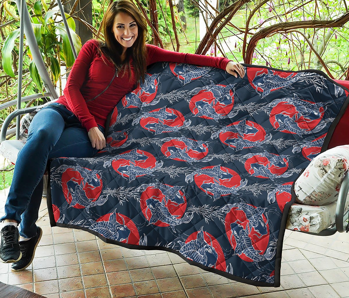 Japanese Koi Carp Fish Pattern Print Quilt