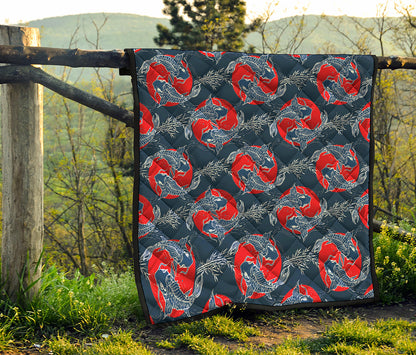 Japanese Koi Carp Fish Pattern Print Quilt