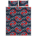 Japanese Koi Carp Fish Pattern Print Quilt Bed Set