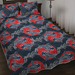 Japanese Koi Carp Fish Pattern Print Quilt Bed Set
