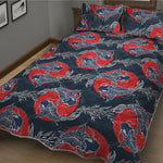 Japanese Koi Carp Fish Pattern Print Quilt Bed Set
