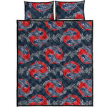 Japanese Koi Carp Fish Pattern Print Quilt Bed Set