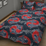 Japanese Koi Carp Fish Pattern Print Quilt Bed Set