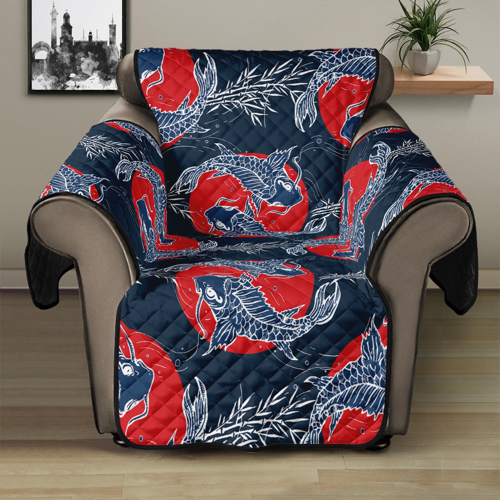 Japanese Koi Carp Fish Pattern Print Recliner Protector