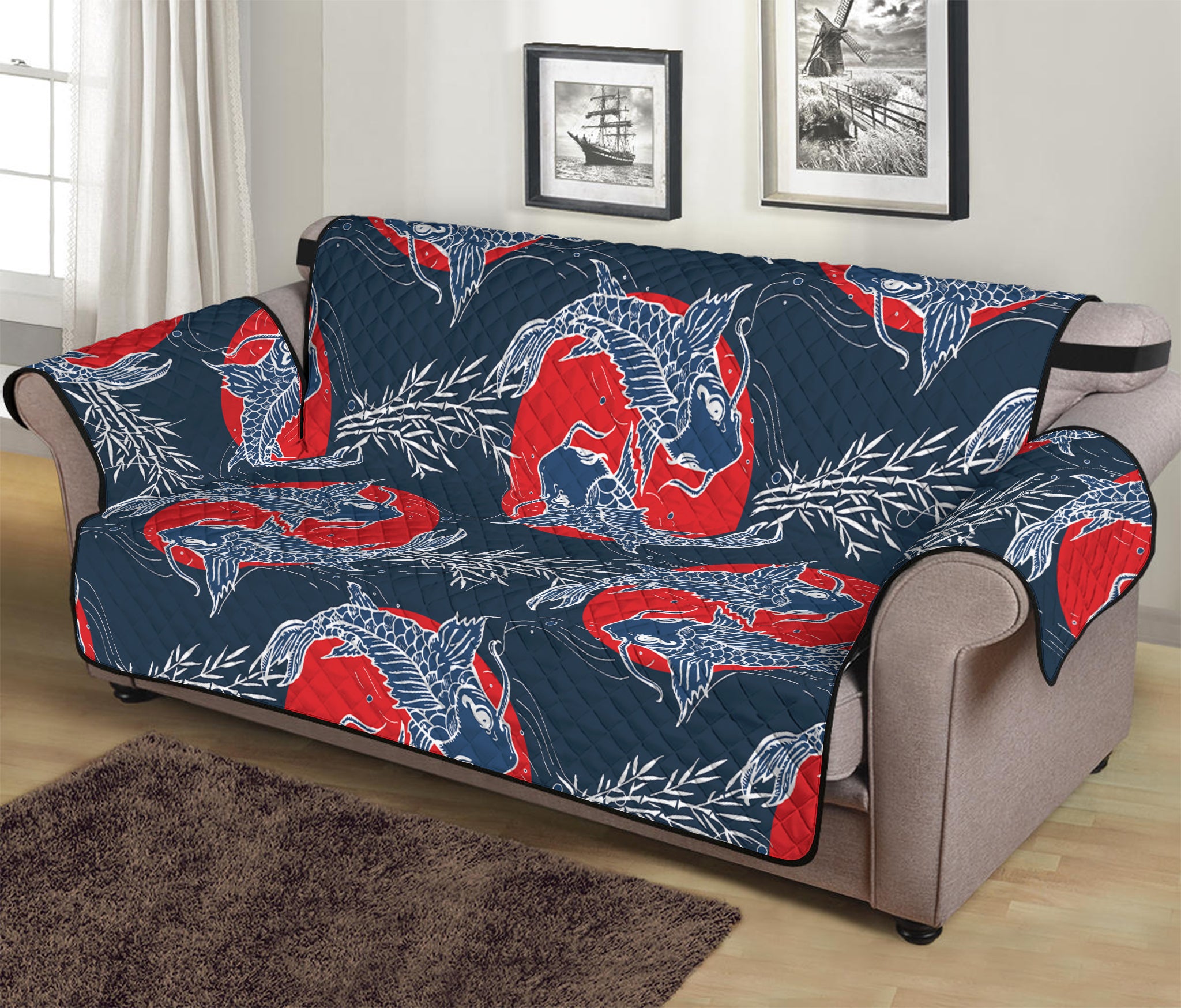 Japanese Koi Carp Fish Pattern Print Sofa Protector