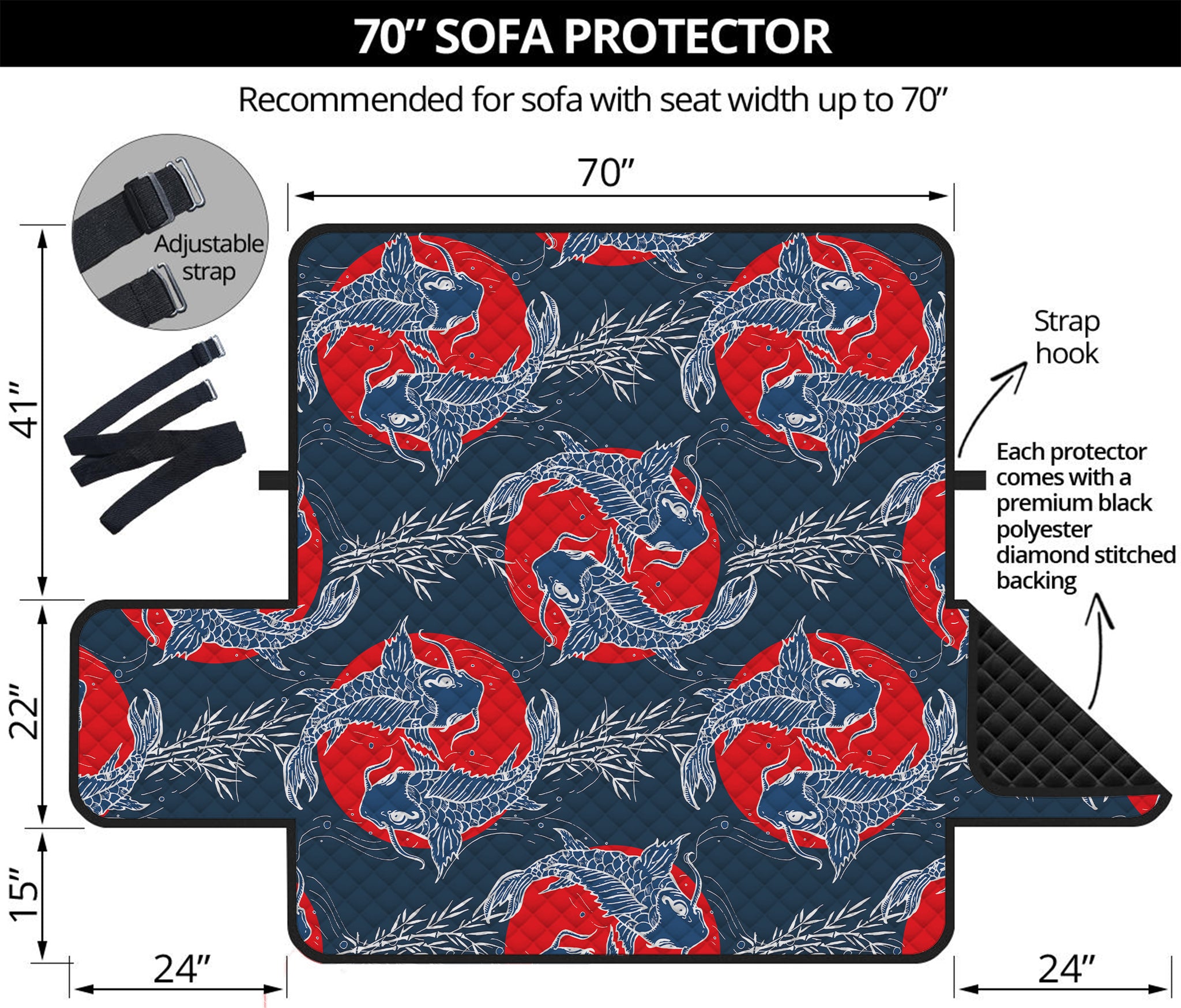 Japanese Koi Carp Fish Pattern Print Sofa Protector