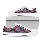 Japanese Koi Carp Fish Pattern Print White Low Top Shoes