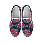 Japanese Koi Carp Fish Pattern Print White Slip On Shoes