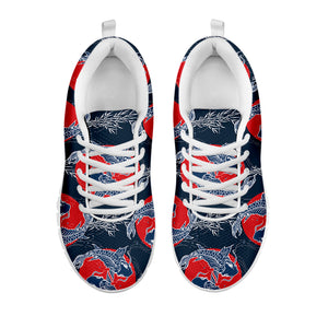 Japanese Koi Carp Fish Pattern Print White Sneakers