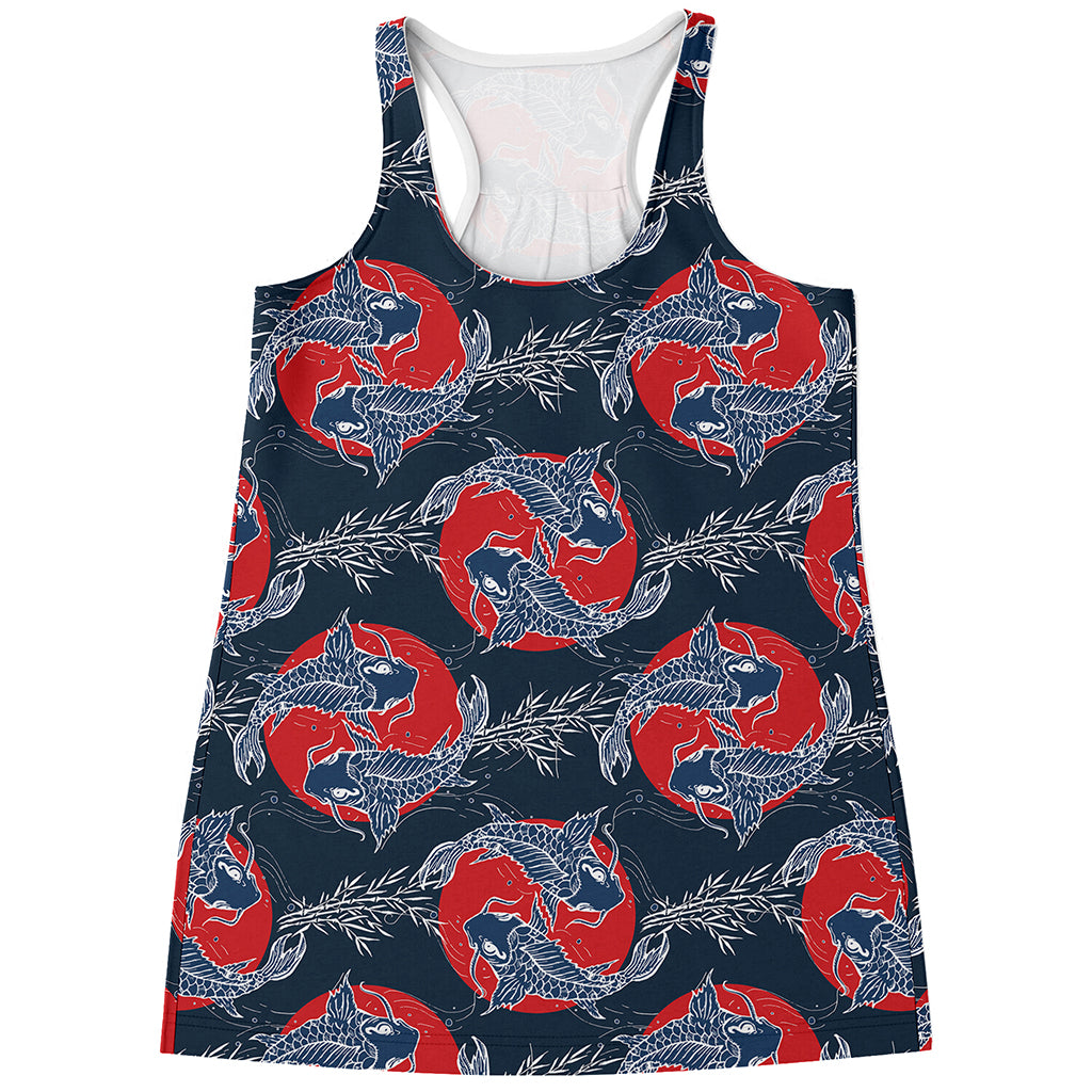 Japanese Koi Carp Fish Pattern Print Women's Racerback Tank Top
