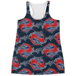 Japanese Koi Carp Fish Pattern Print Women's Racerback Tank Top