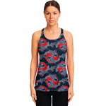 Japanese Koi Carp Fish Pattern Print Women's Racerback Tank Top