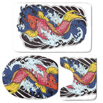 Japanese Koi Carp Tattoo Print 3 Piece Bath Mat Set