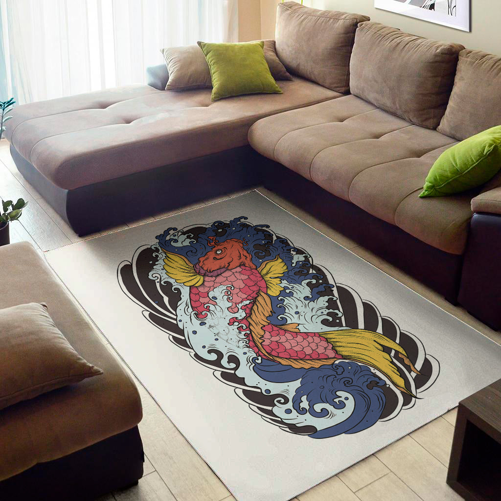 Japanese Koi Carp Tattoo Print Area Rug