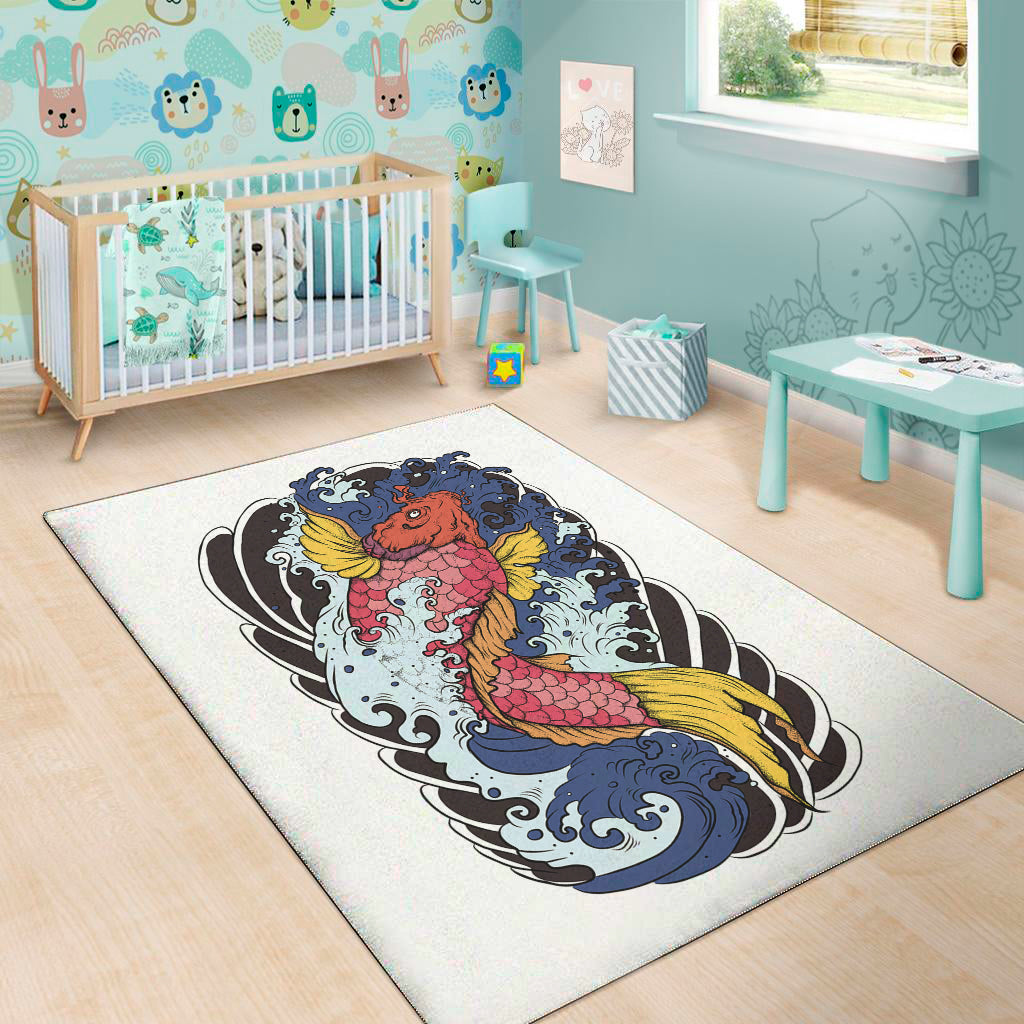 Japanese Koi Carp Tattoo Print Area Rug