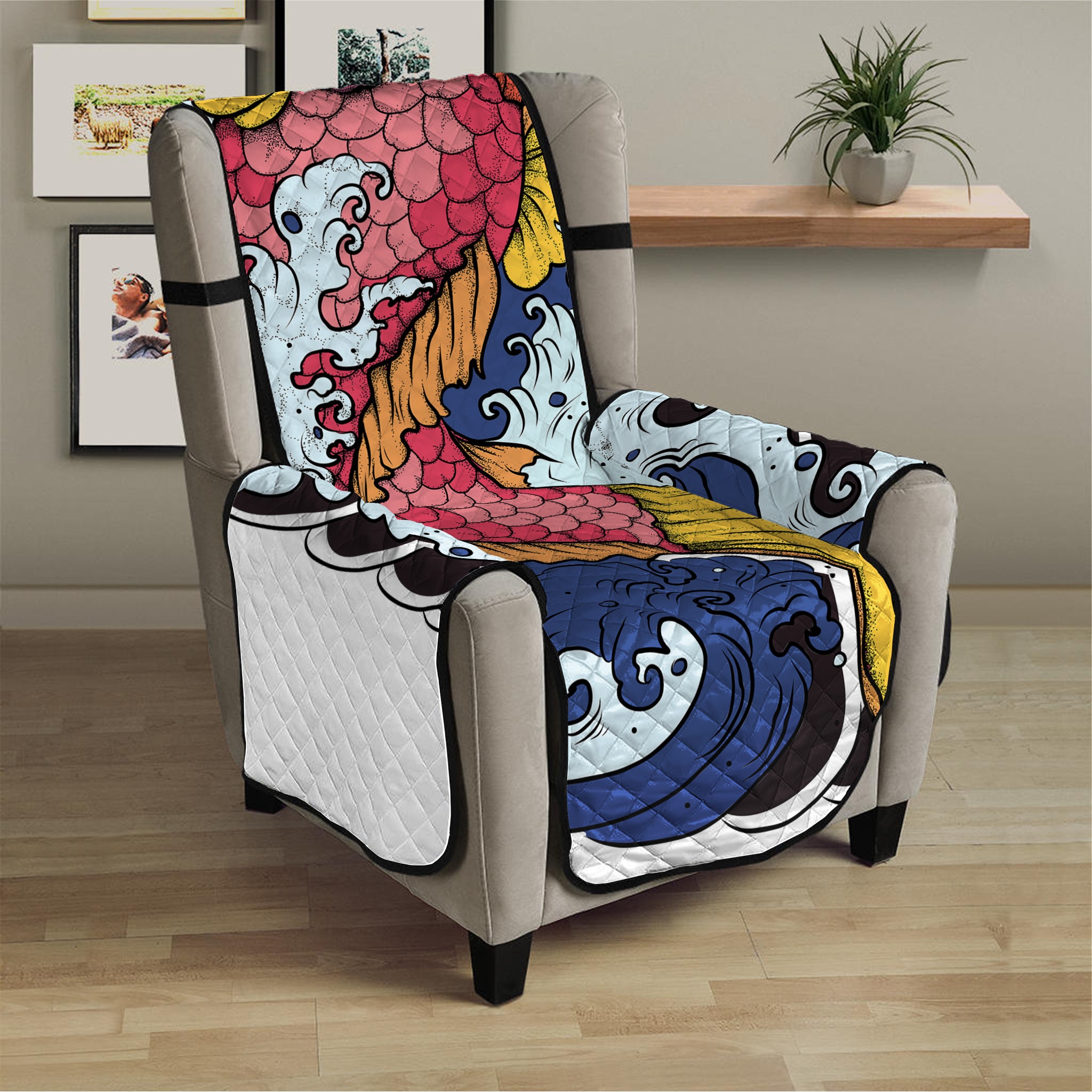 Japanese Koi Carp Tattoo Print Armchair Protector