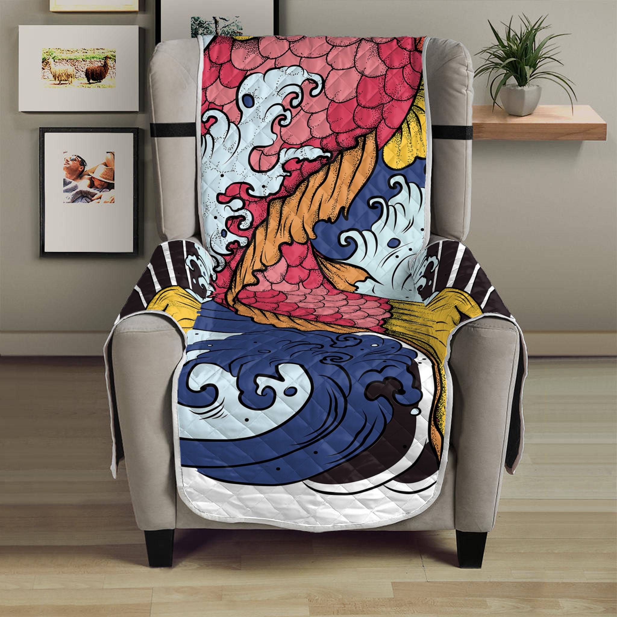 Japanese Koi Carp Tattoo Print Armchair Protector