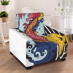 Japanese Koi Carp Tattoo Print Armchair Slipcover