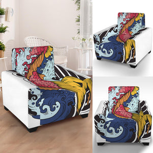 Japanese Koi Carp Tattoo Print Armchair Slipcover