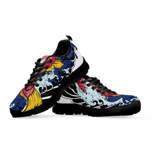 Japanese Koi Carp Tattoo Print Black Sneakers