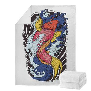 Japanese Koi Carp Tattoo Print Blanket