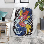 Japanese Koi Carp Tattoo Print Blanket