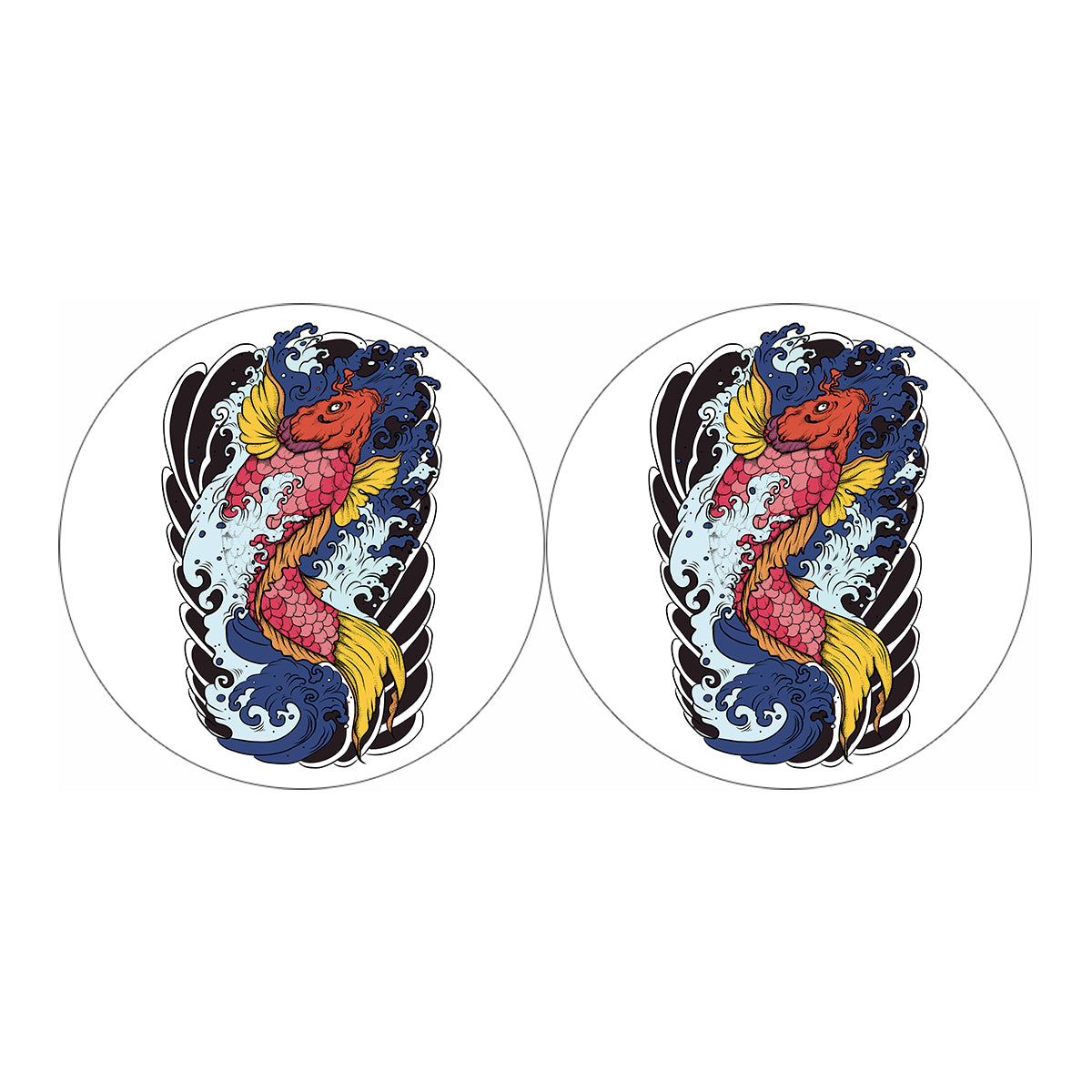 Japanese Koi Carp Tattoo Print Car Coasters