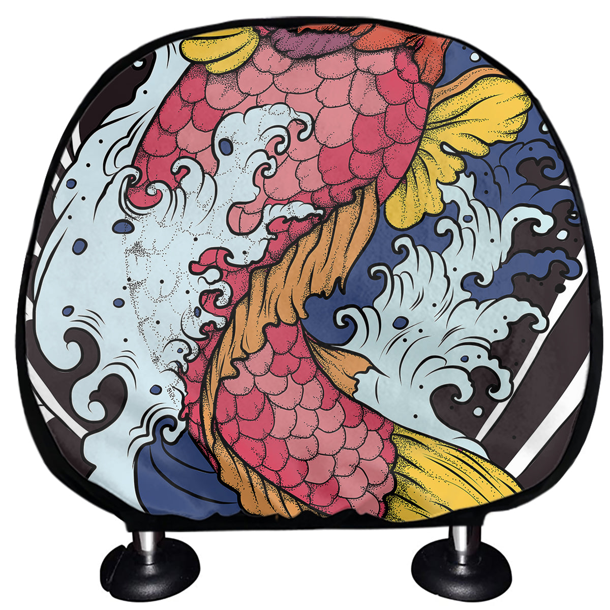 Japanese Koi Carp Tattoo Print Car Headrest Covers