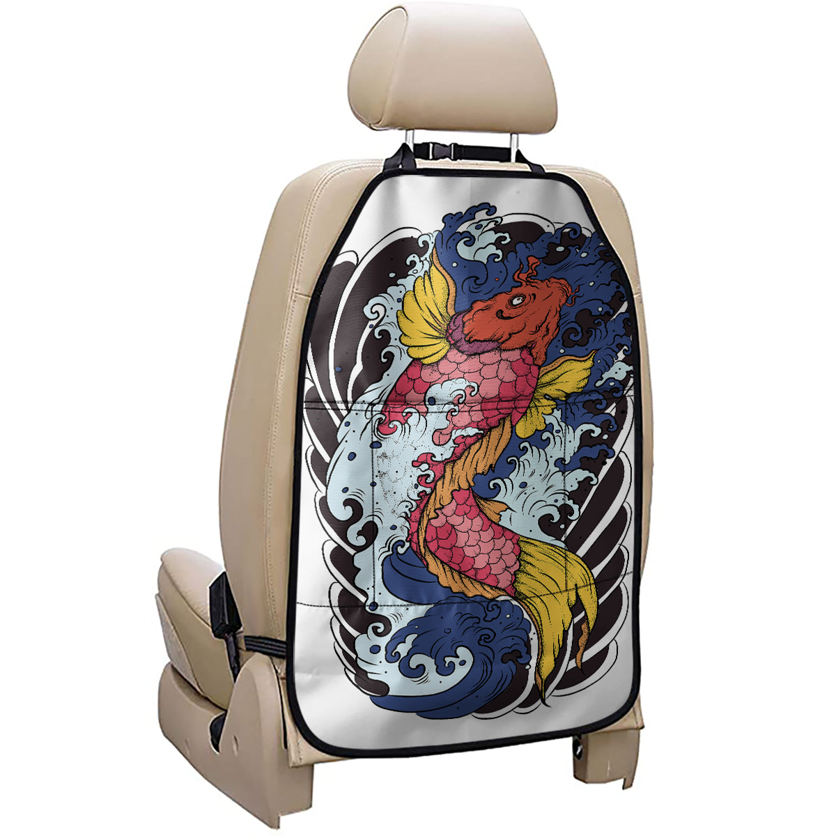 Japanese Koi Carp Tattoo Print Car Seat Organizers