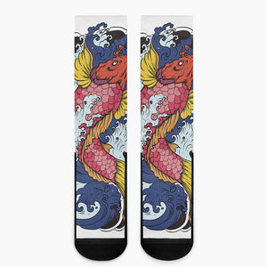 Japanese Koi Carp Tattoo Print Crew Socks