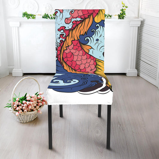 Japanese Koi Carp Tattoo Print Dining Chair Slipcover
