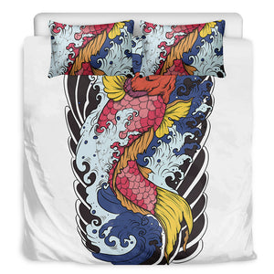 Japanese Koi Carp Tattoo Print Duvet Cover Bedding Set