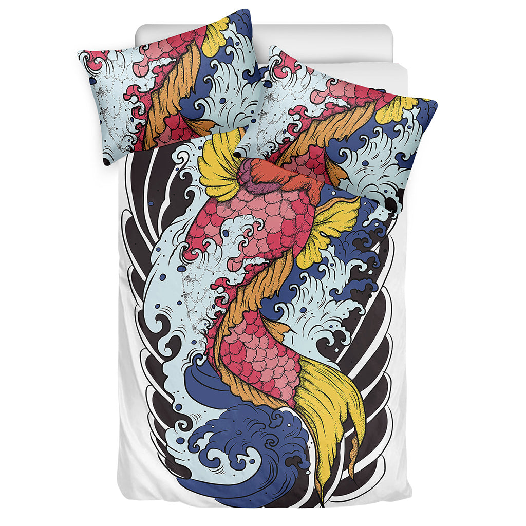 Japanese Koi Carp Tattoo Print Duvet Cover Bedding Set