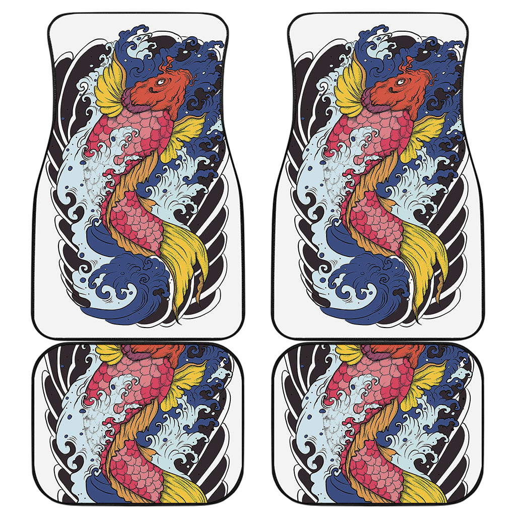 Japanese Koi Carp Tattoo Print Front and Back Car Floor Mats