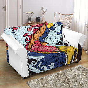 Japanese Koi Carp Tattoo Print Loveseat Slipcover