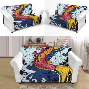 Japanese Koi Carp Tattoo Print Loveseat Slipcover