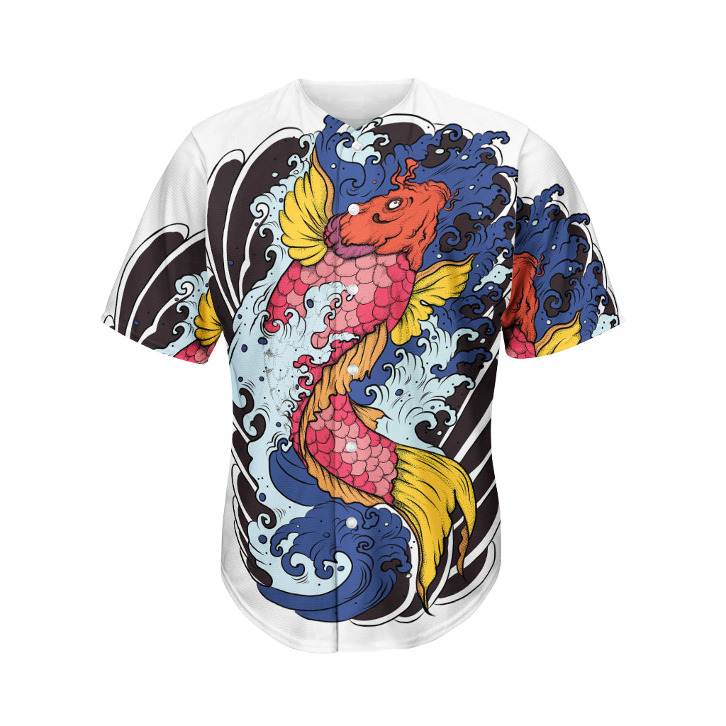 Japanese Koi Carp Tattoo Print Men's Baseball Jersey