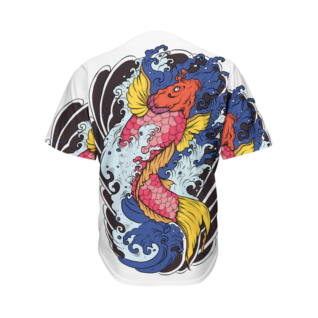 Japanese Koi Carp Tattoo Print Men's Baseball Jersey