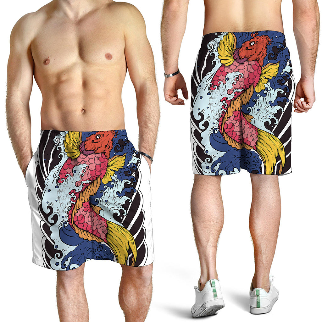 Japanese Koi Carp Tattoo Print Men's Shorts